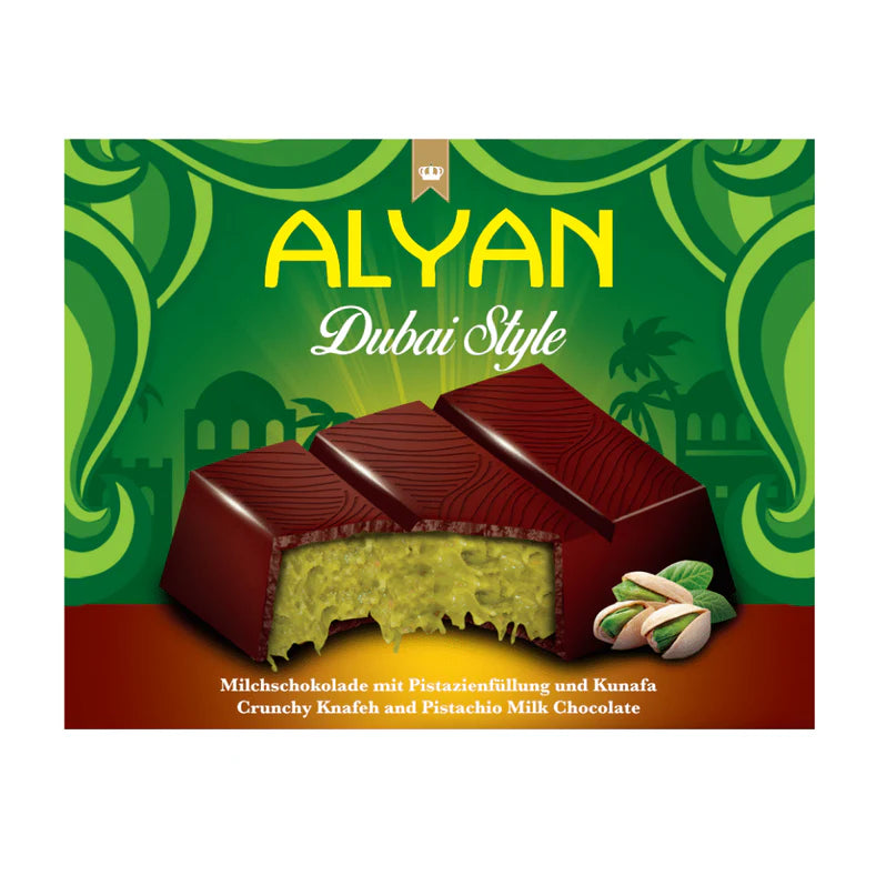 Alyan Dubai Style KUNAFA PISTACHIO Milk Chocolate Bar (IMPORT) 100g